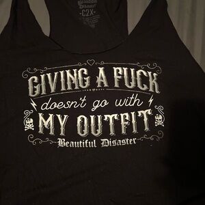 Black Graphic Tank Top by Beautiful Disaster